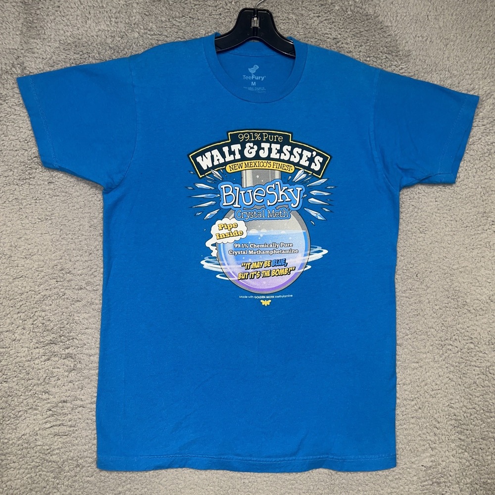 Tee Fury Walt & Jesse T Shirt Men's Sz‎ M Blue Bluesky Crystal Meth Breaking Bad